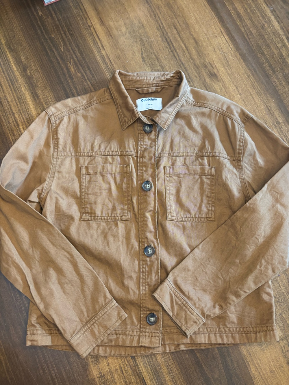 Old Navy girls lightweight Tan Utility Jacket large 10-12